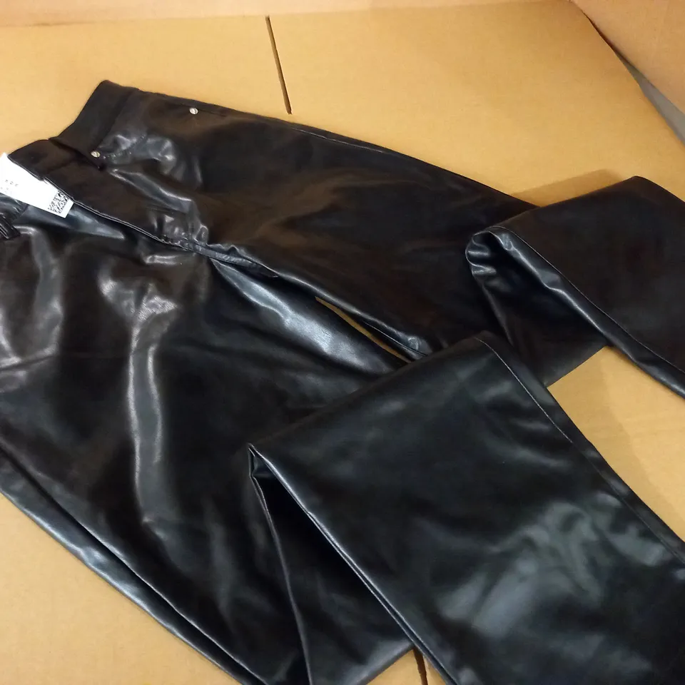 DIVIDED BLACK PU TROUSERS - UK 14