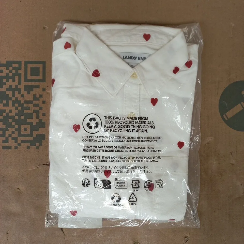 BAGGED LAND'S END WOMEN'S OXFORD LONG SLEEVE SHIRT IN WHITE SIZE XS