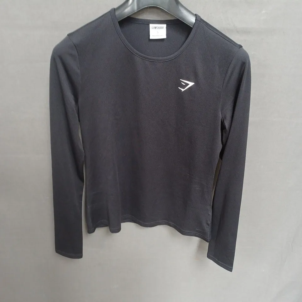GYMSHARK BLACK LONG-SLEEVE TOP – SIZE S