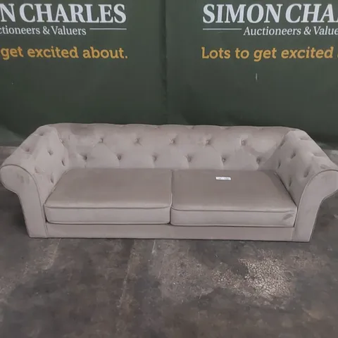 QUALITY DESIGNER 3 SEATER CHESTERFIELD FABRIC UPHOLSTERED SOFA