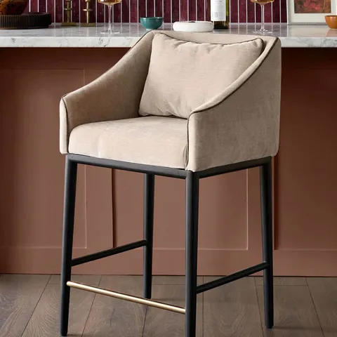 BOXED DANETTI JULEP CHAMPAGNE FABRIC BAR STOOL