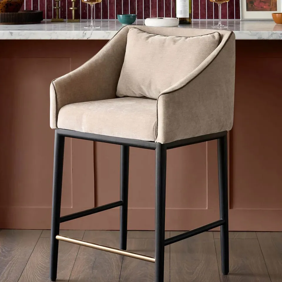 BOXED DANETTI JULEP CHAMPAGNE FABRIC BAR STOOL