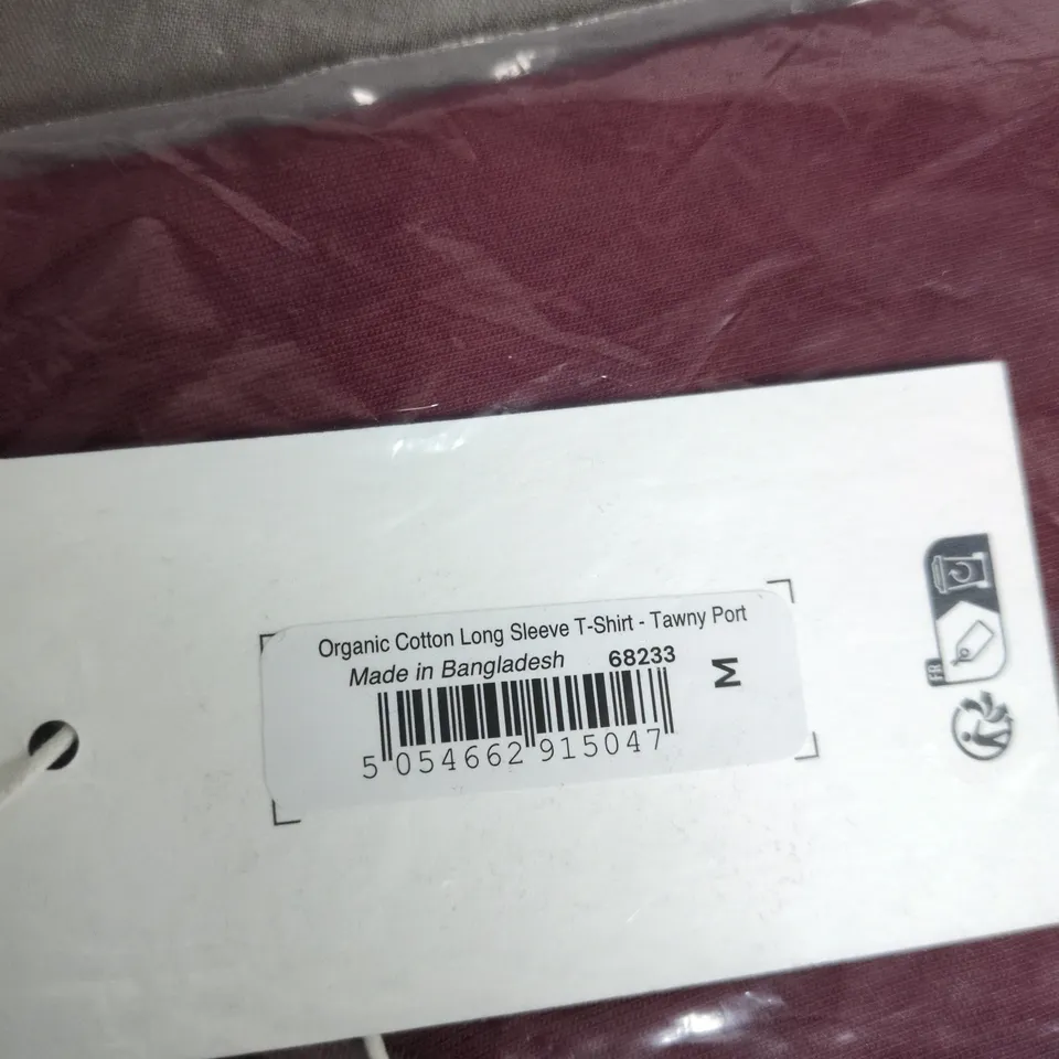 TM LEWIN ORGANIC COTTON LONG SLEEVE T-SHIRT – TAWNY PORT, M