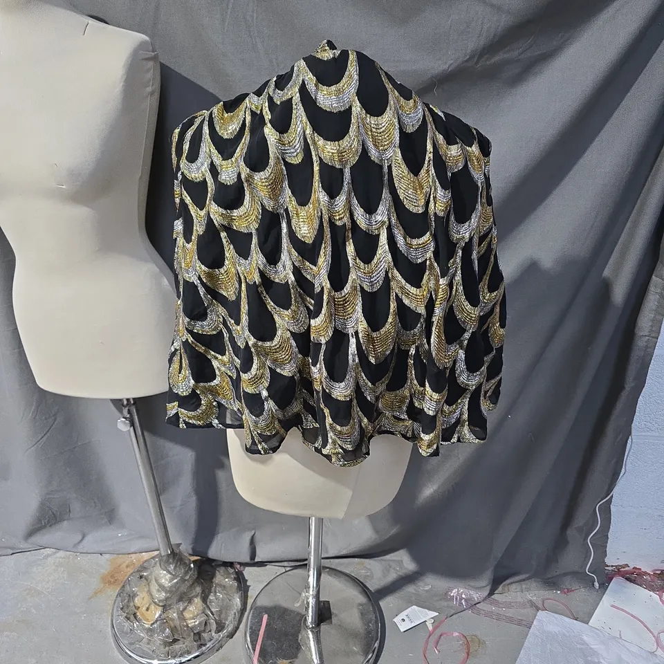 GESTUZ BLACK SKIRT WITH GOLD PATTERN – SIZE S