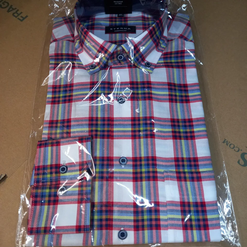 PACKAGED ETERNA WHITE/MULTI CHECK MENS SHIRT - SIZE 15.5 NECK