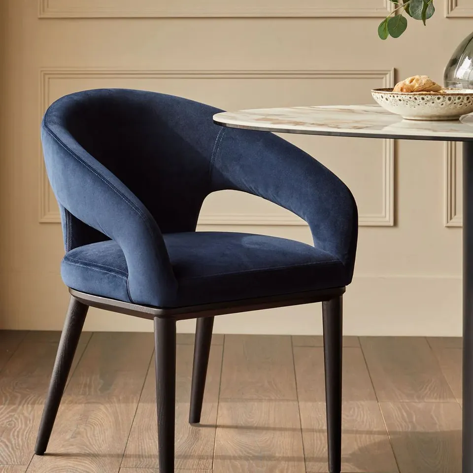 BOXED DANETTI HEATH NAVY RECYCLED VELVET DINING CHAIR