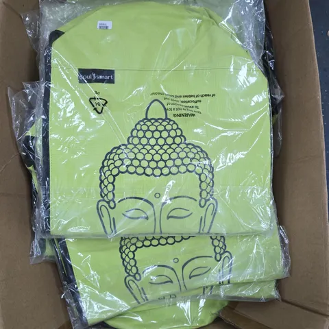 BOX OF APPROXIMATELY 20 SOULSMART BUDDHA PRINT LIME GREEN BAGS