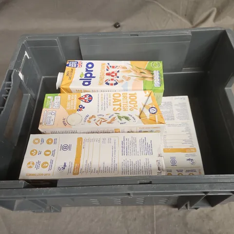 TOTE OF APPROXIMATELY 11 ASSORTED FOOD AND DRINK ITEMS TO INCLUDE ALPRO HOMEGROWN OAT MILK 