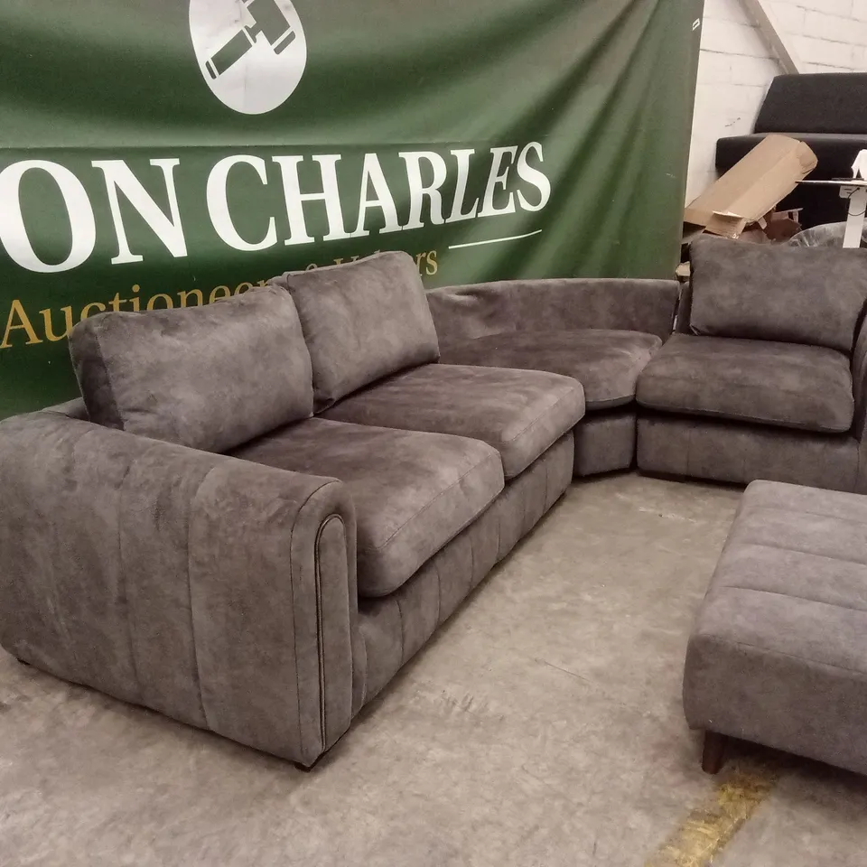 AMARA RIGHT HAND DOUBLE ARM CORNER GROUP WITH FOOTSTOOL - CHARCOAL RRP £3419