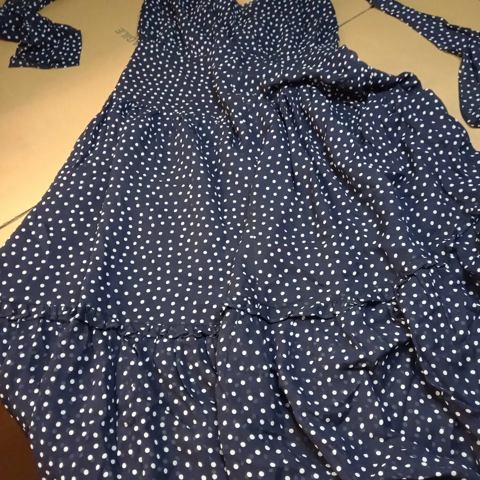 RIXO NAVY POLKA DOT MAXI DRESS - SIZE 12