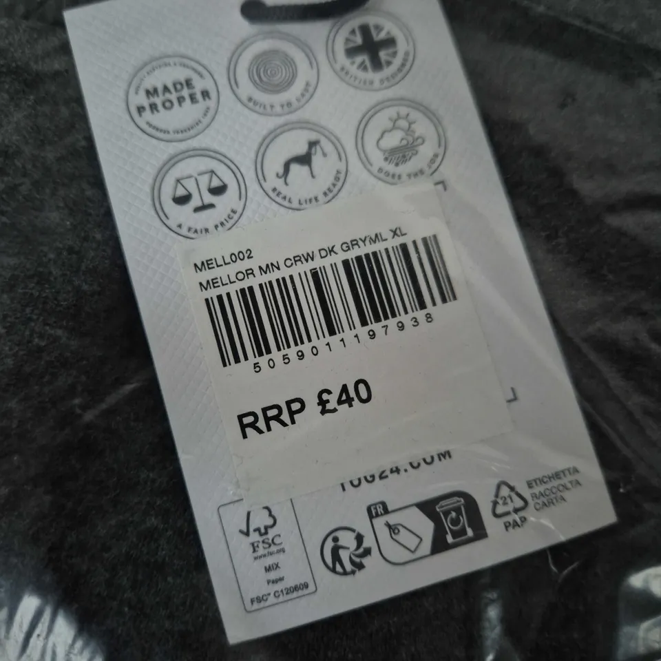 BAGGED TOG24 MEN’S CREW KNIT JUMPER – DARK GREY MÉLANGE, XL