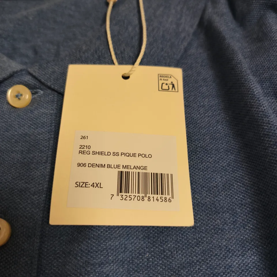 GANT SHORT SLEEVE PIQUE POLO DENIM BLUE 4XL TAGGED