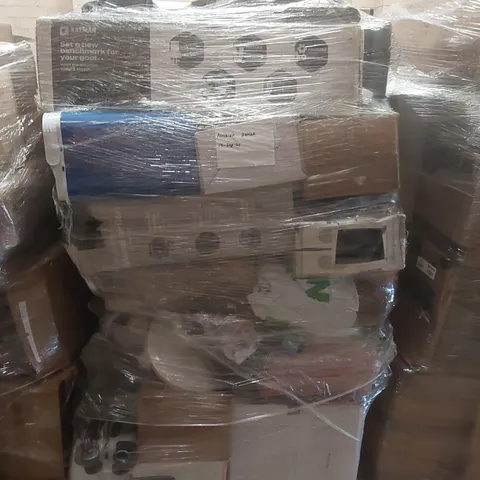 PALLET OF ASSORTED E-COMMERCE GOODS AND PRODUCTS TO INCLUDE: AIRFRYER, SUITCASES, FANS, KAYMAN WEIGHT BENCH ECT