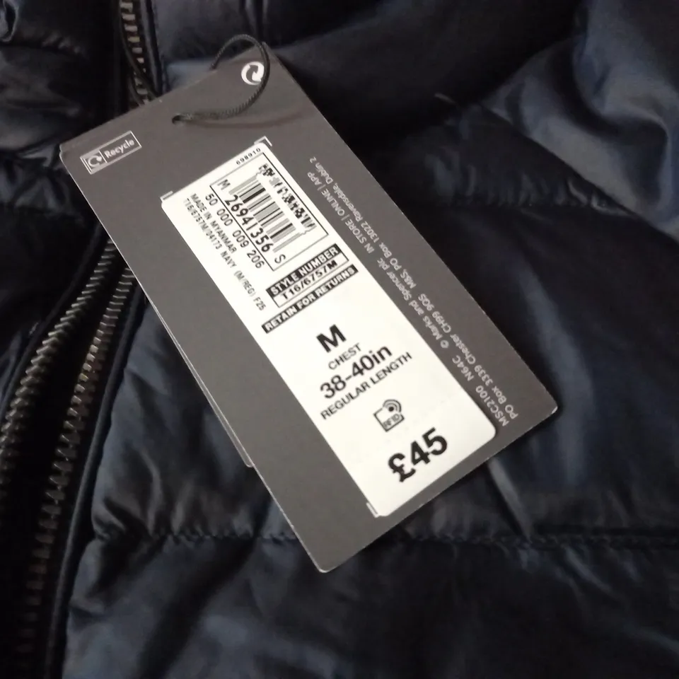 M&S NAVY FEATHER & DOWN BODY WARMER - M