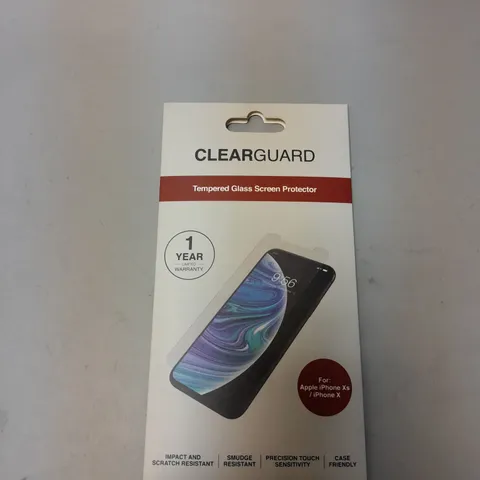BOX OF APPROXIMATELY 250 BRAND NEW CLEARGUARD TEMPERED GLASS SCREEN PROTECTORS FOR APPLE IPHONE XS/IPHONE X