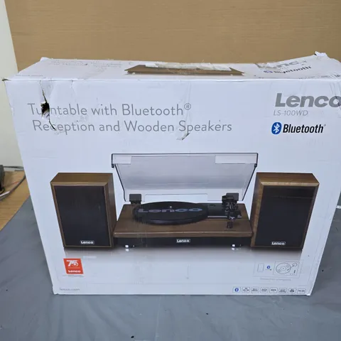 LENCO LS-100WD TURNTABLE WITH BLUETOOTH AND WOODEN SPEAKERS