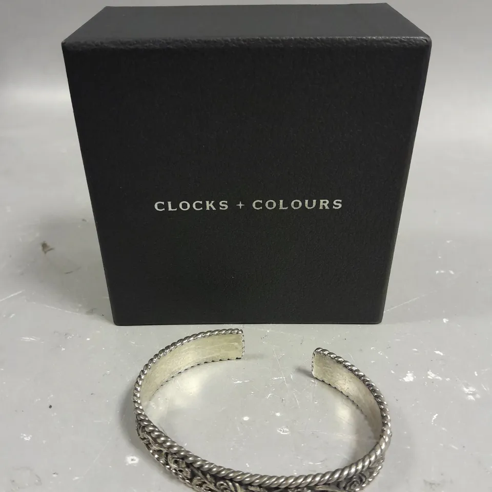 CLOCKS + COLOURS AFTERLIFE SILVER CUFF BRACELET 