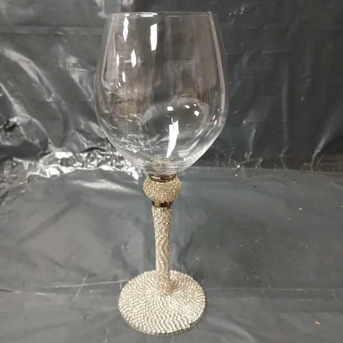 SET OF 4 CRYSTAL EMBELLISHED WINE GLASSES
