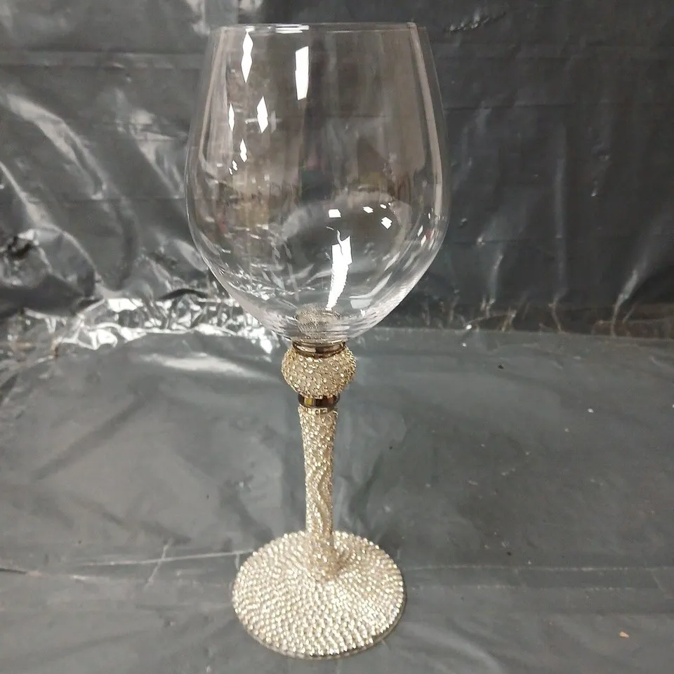 SET OF 4 CRYSTAL EMBELLISHED WINE GLASSES