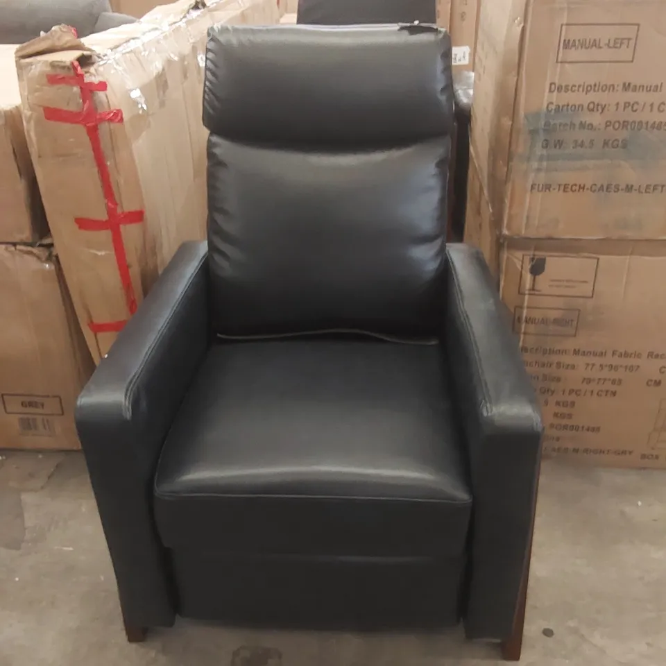 QUALITY DESIGNER FAUX LEATHER PUSH-BACK RECLINING ARM CHAIR