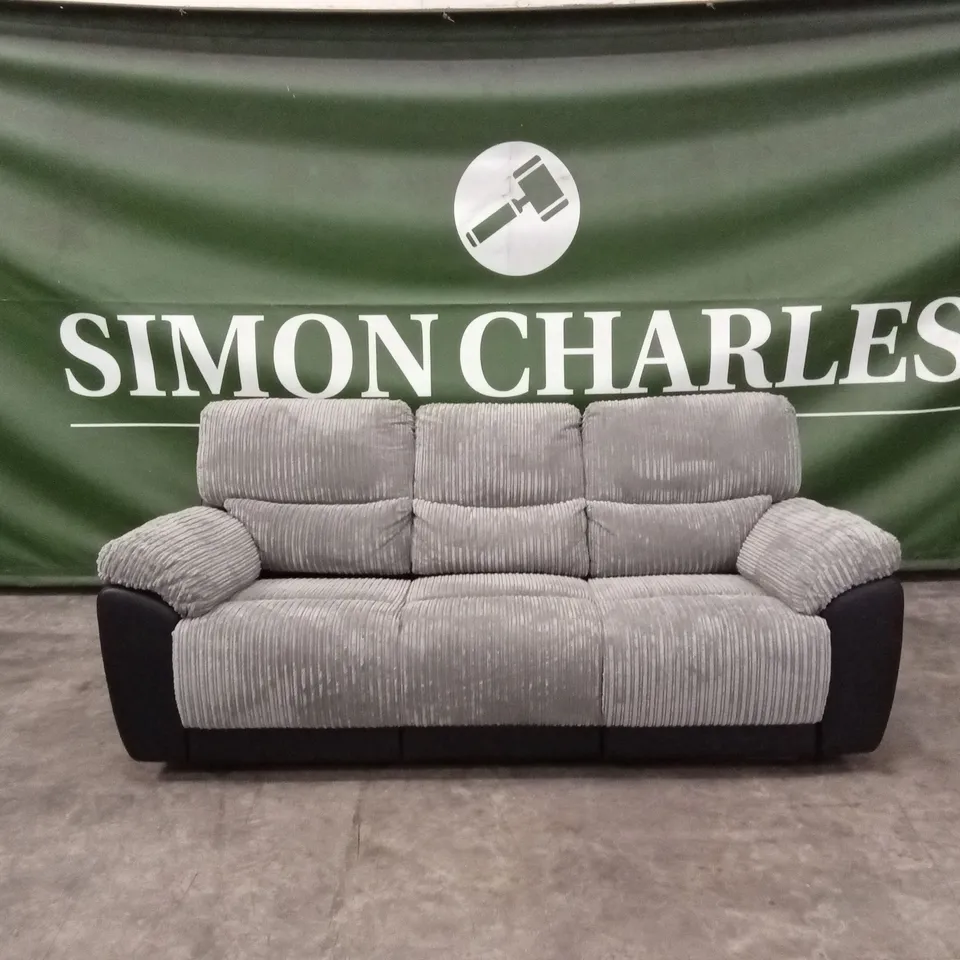 SIENNA FABRIC/FAUX LEATHER HIGH BACK 3 SEATER RECLINER SOFA RRP £849
