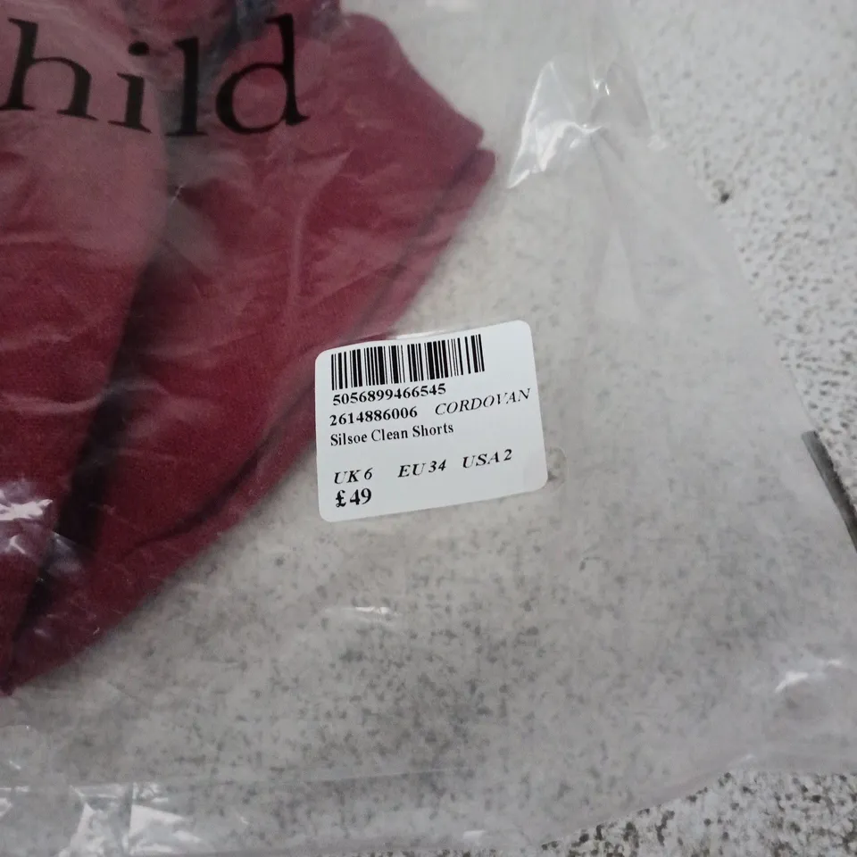 NOBODY'S CHILD CORDOVAN SILSOE CLEAN SHORTS – UK6 (EU34, USA2)
