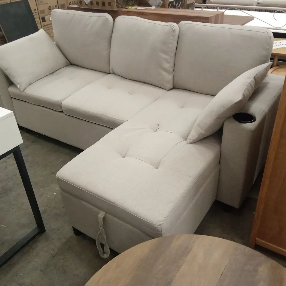 DESIGNER HOMCOM 3 SEATER FABRIC CHAISE SOFA
