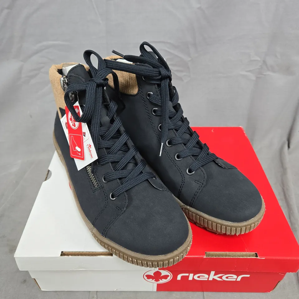 RIEKER HI TOP ZIPPED TRAINERS NAVY SIZE 6