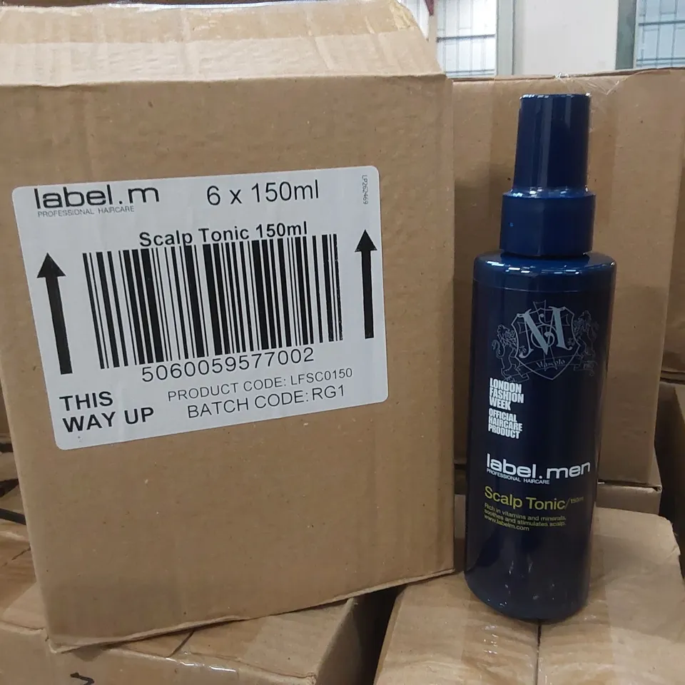 CAGE TO APPROX 170 X BOXES OF LABEL.M SCALP TONIC - 6 X 150ml PER BOX // CAGE NOT INCLUDED 