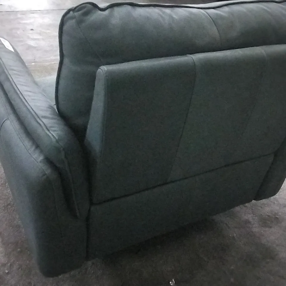 QUALITY ITALIAN DESIGNER BOLZANO FABRIC ELECTRIC RECLINER LOVESEAT - FOREST GREEN LEATHER