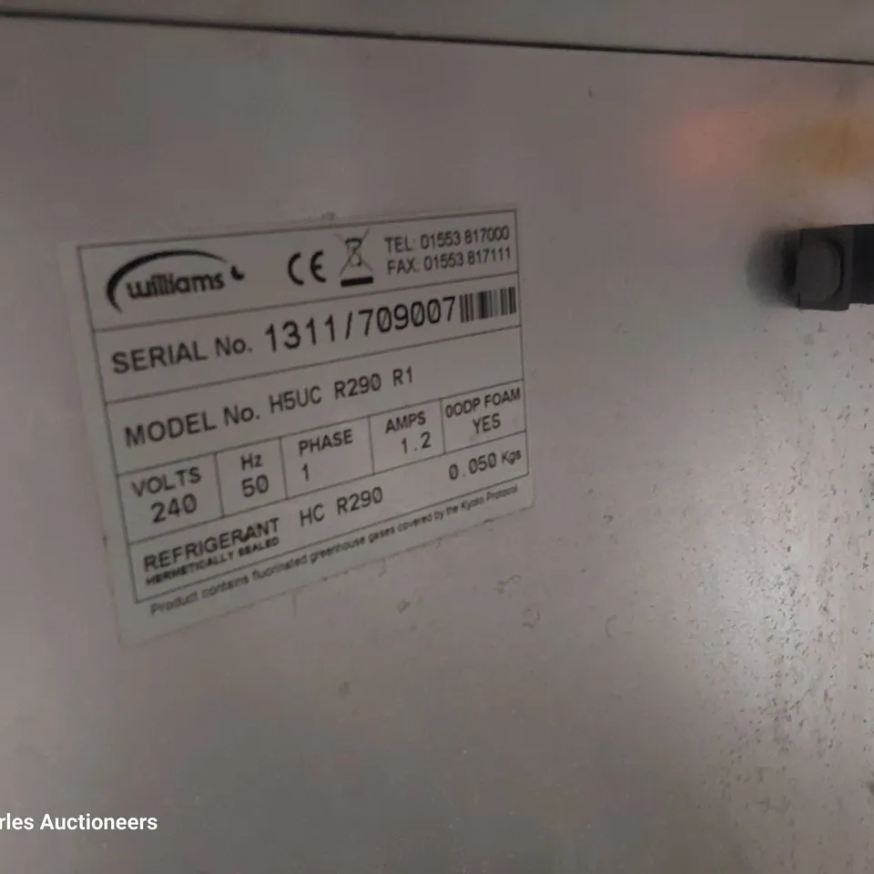 WILLIAMS UNDERCOUNTER FRIDGE H5UC R290 R1