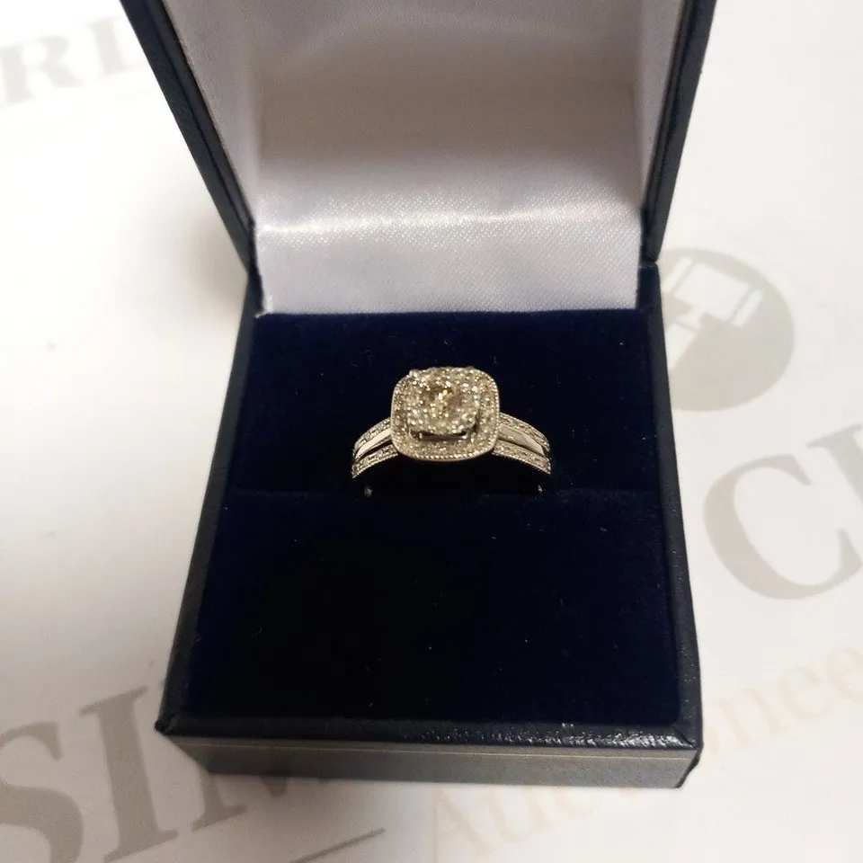 BOXED LOVE DIAMOND 9CT WHITE GOLD 50 POINT DIAMOND SQUARE