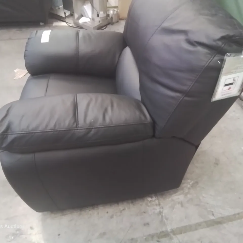 DESIGNER LEIGHTON MANUAL RECLINING EASY CHAIR BLACK LEATHER 