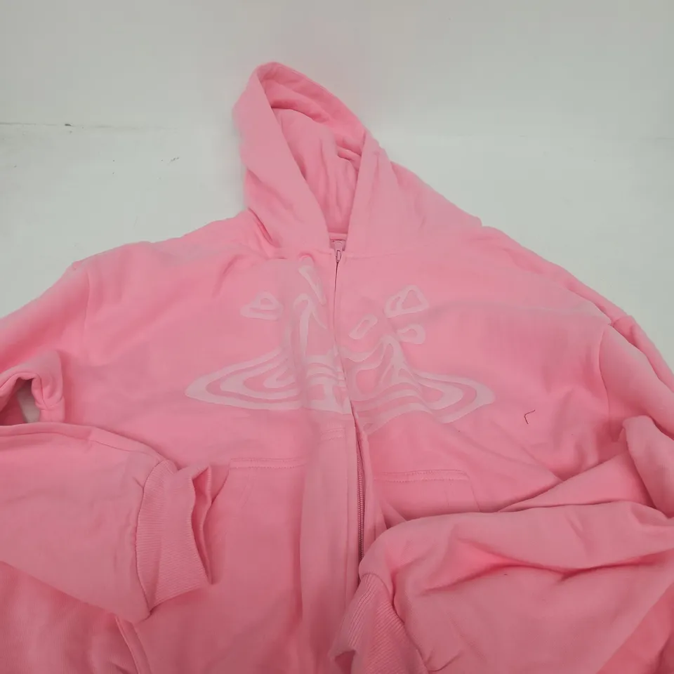 BROKEN PLANET PINK ZIP HOODIE – SIZE M