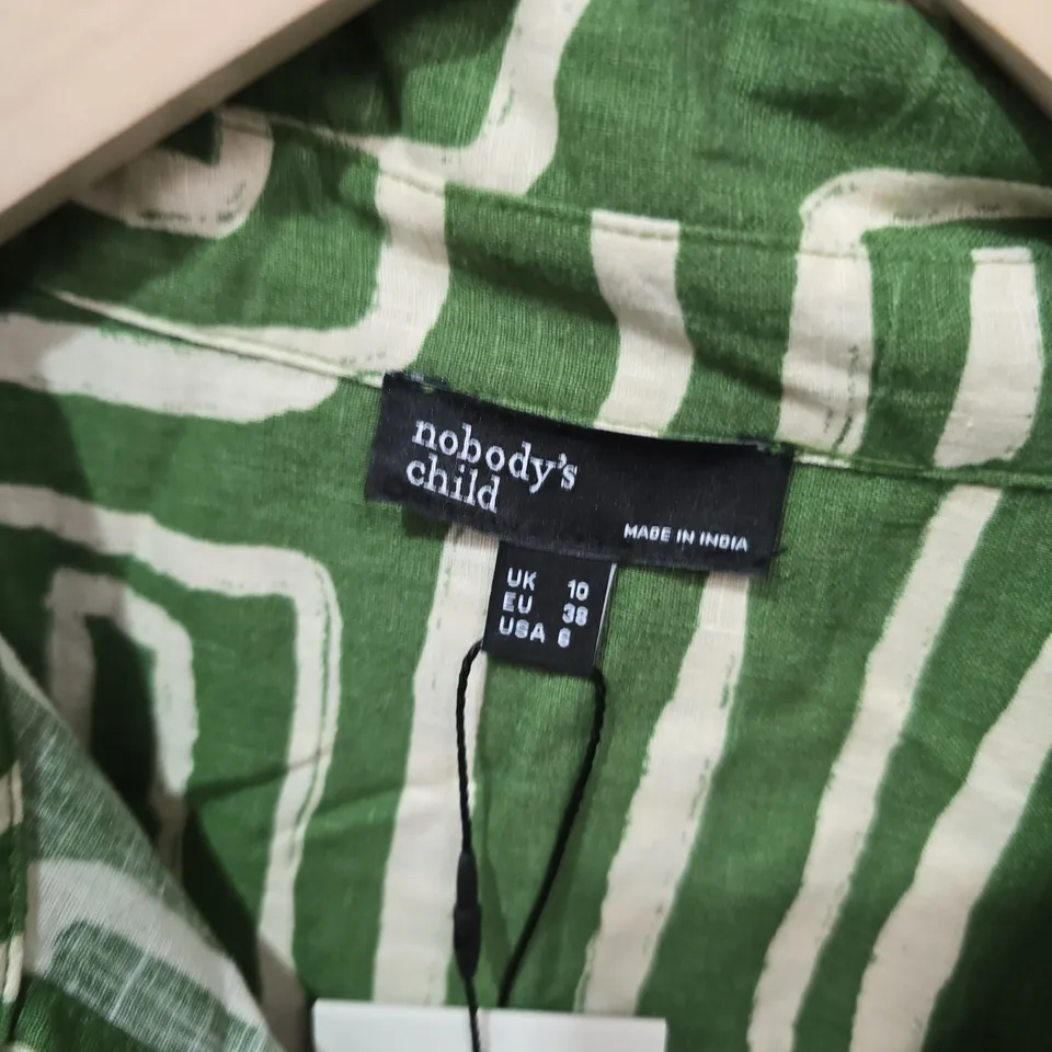 NOBODY'S CHILD LINEN GREEN FRANKLIN SHIRT – WOMEN'S UK 10