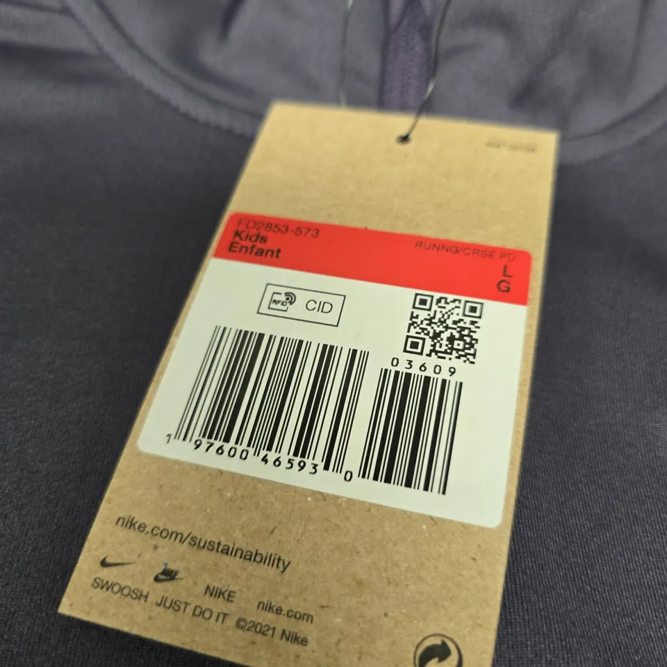 NIKE KIDS RUNNING TOP – PURPLE (SIZE LG)