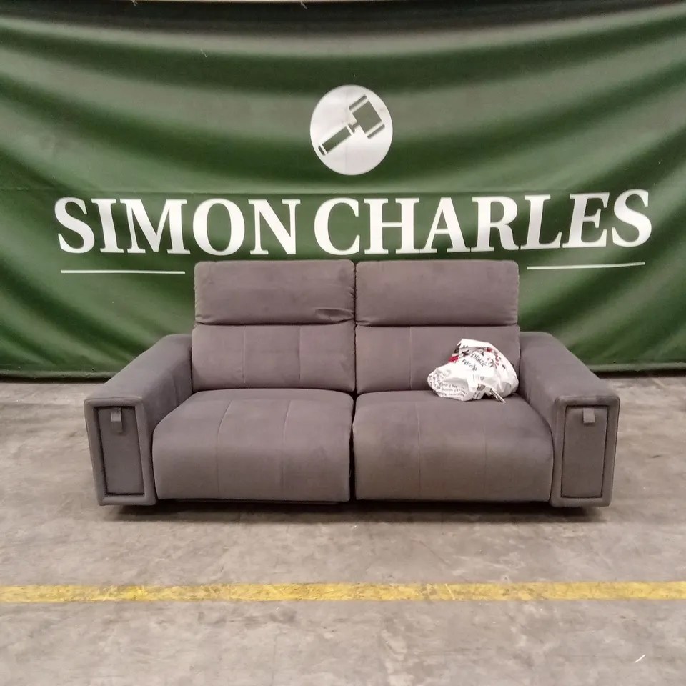 GROVE 3 SEATER FABRIC POWER ELECTRIC RECLINER WITH STORAGE - GREY RRP £1299