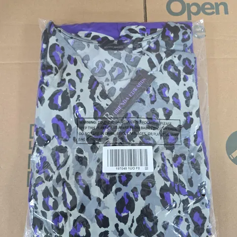 BRENDA EDWARDS PURPLE AND GREY ANIMAL PRINT JUMPSUIT/BODYSUIT UK SIZE 3XL