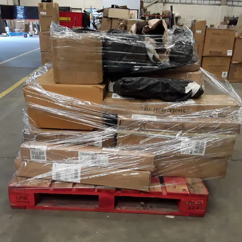 PALLET TO CONTAIN AN ASSORTMENT OF INCOMPLETE FURNITURE, CHAIRS, SHELVING ECT