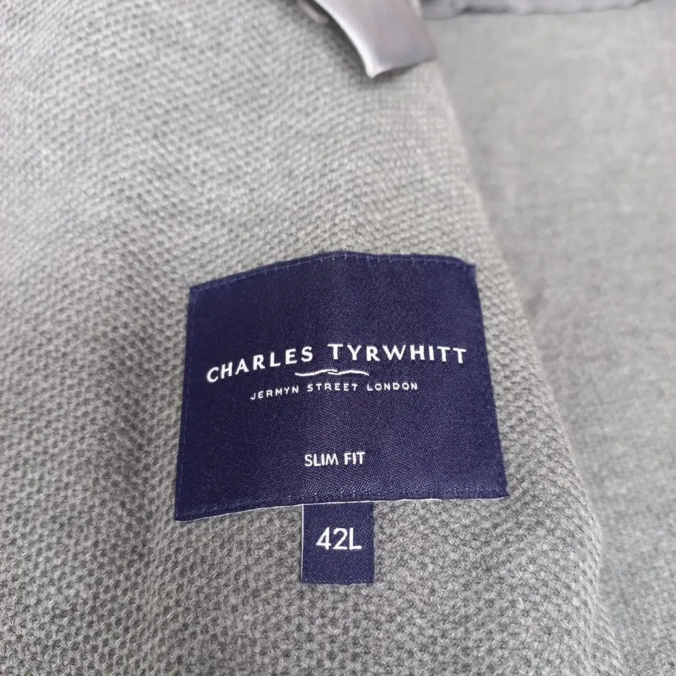 CHARLES TYRWHITT SLIM FIT GREY JERSEY JACKET – 42L