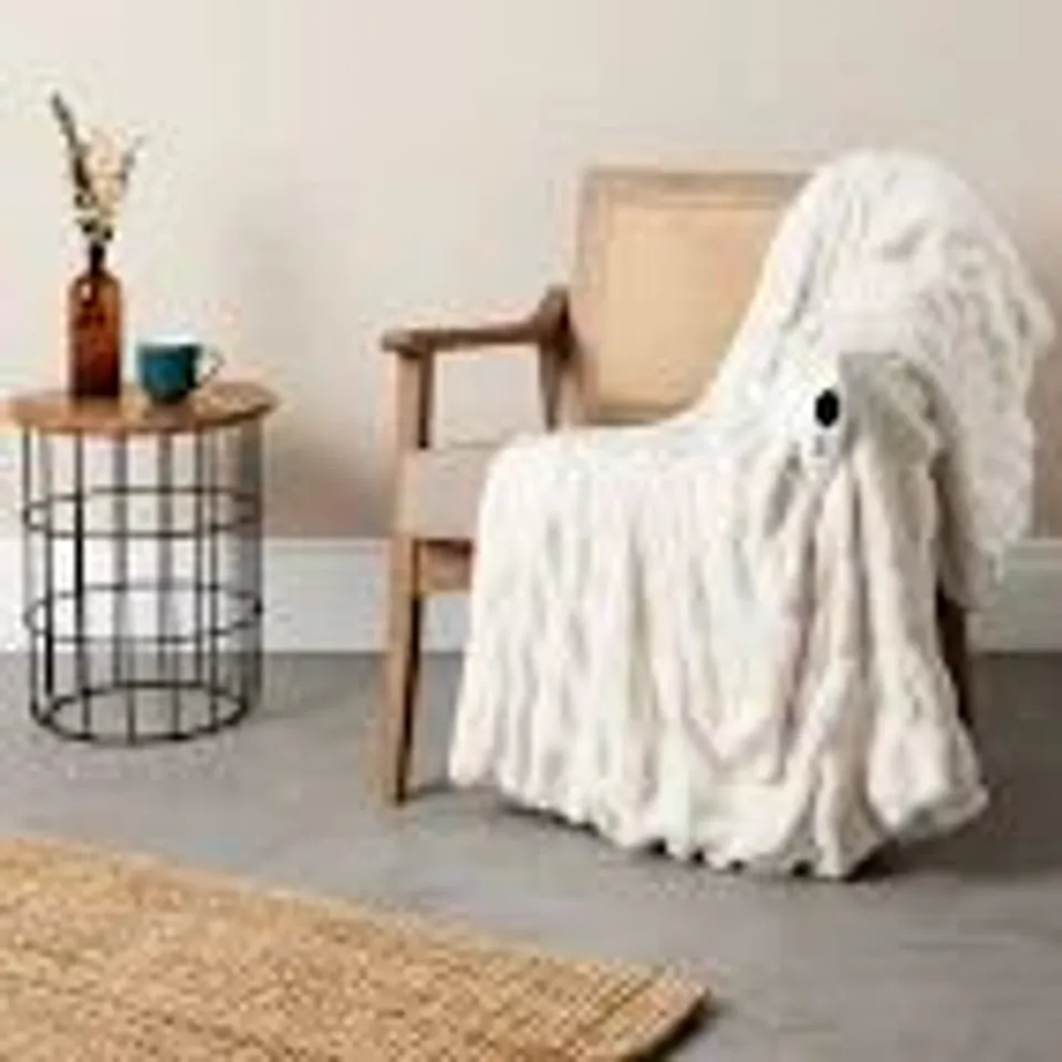 COZEE HOME LUXURY RUCHED FAUX FUR AND VELVETSOFT HEATED THROW