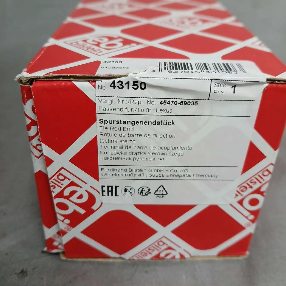 FEBI BILSTEIN TIE ROD END FOR LEXUS – BOXED, PART NO. 43150