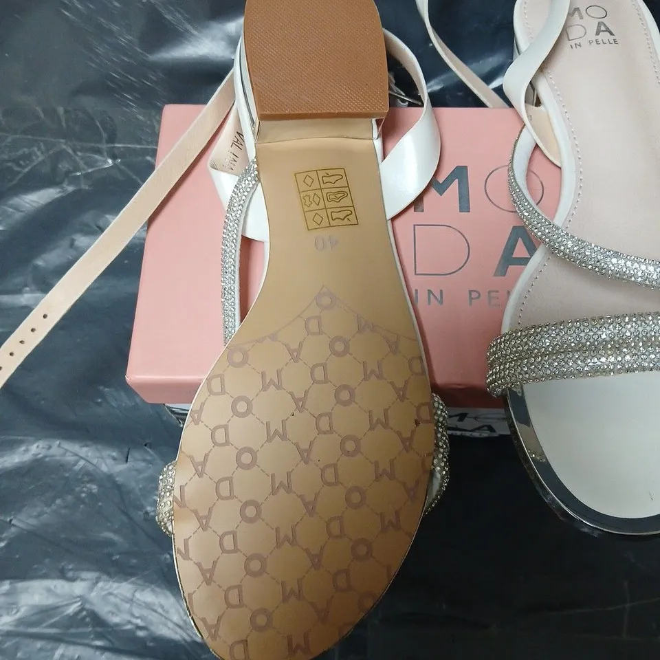 MODA IN PELLE SANDALS – IVORY, RHINESTONE STRAPS, UK 7 