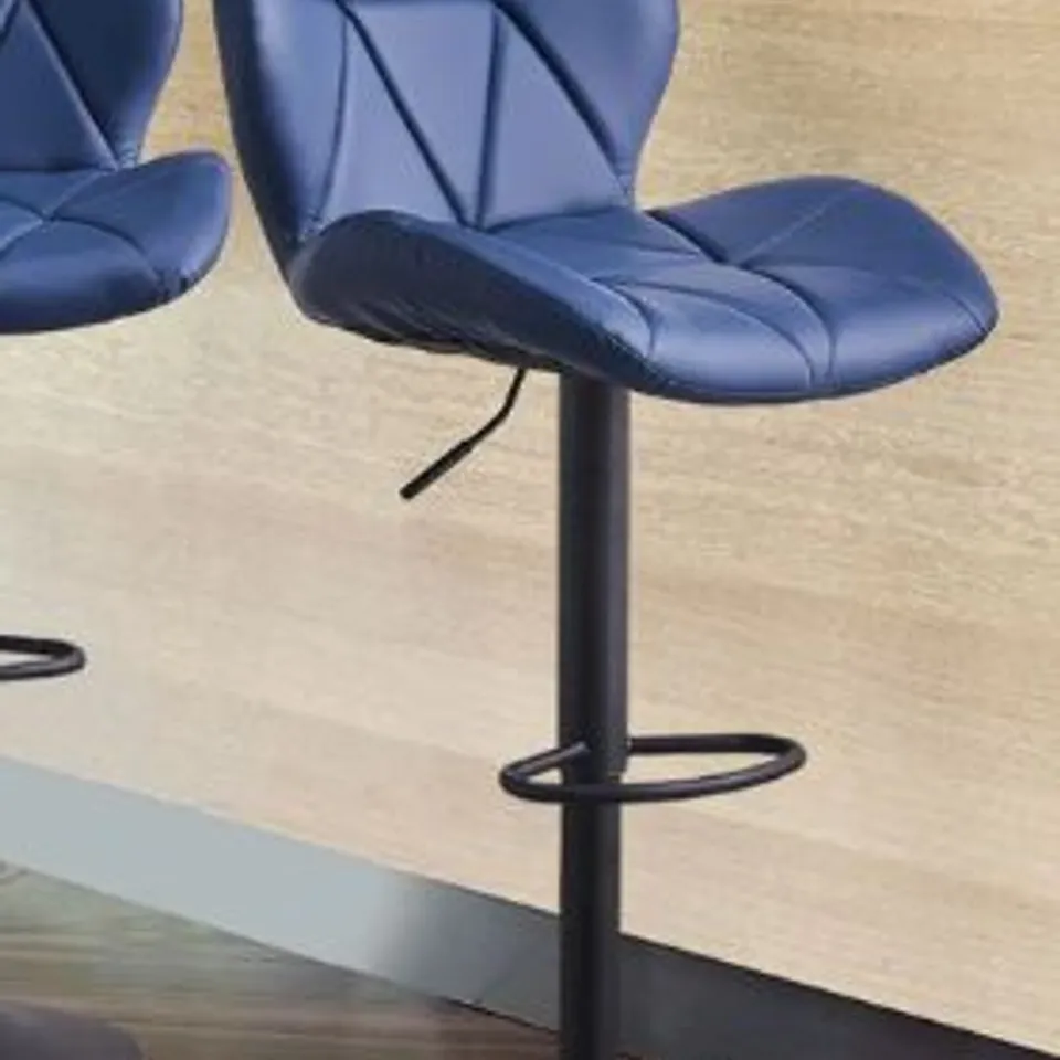 BOXED DEXTER BLUE PU LEATHER SET OF TWO BARSTOOLS