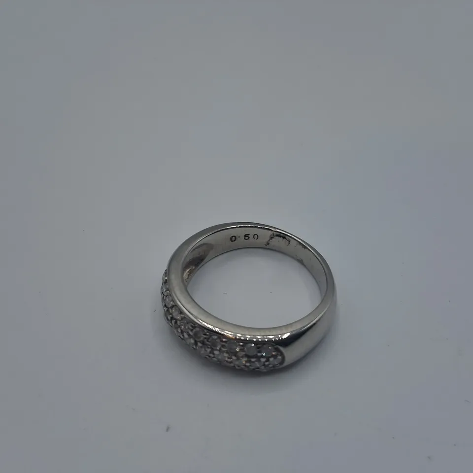 9CT WHITE GOLD HALF ETERNITY RING SET WITH NATURAL DIAMONDS