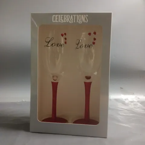 7 BOXED CELEBRATIONS 'LOVE' GLASS DUOS - COLLECTION ONLY