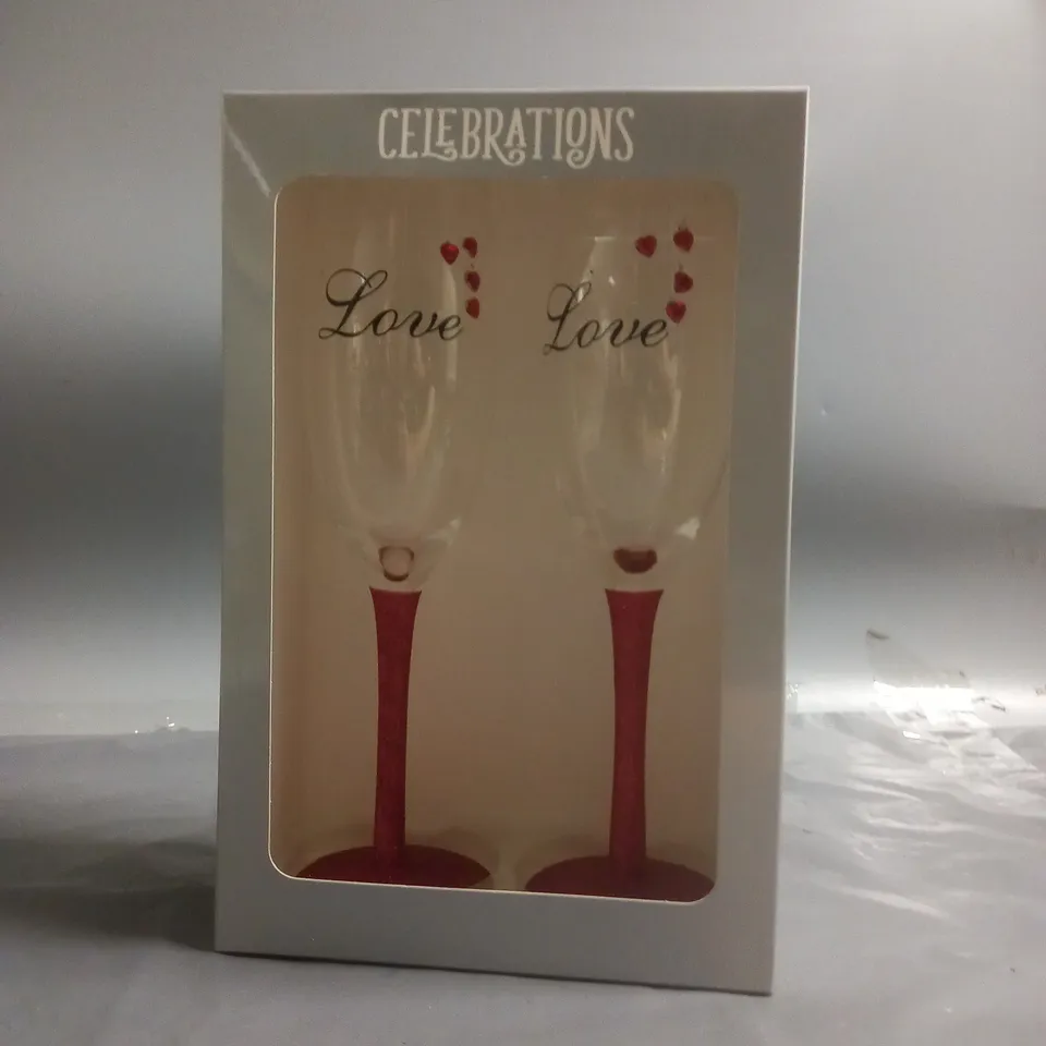 7 BOXED CELEBRATIONS 'LOVE' GLASS DUOS - COLLECTION ONLY