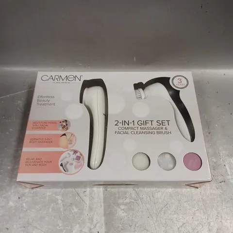 BOXED CARMEN 2-IN-1 GIFT SET COMPACT MASSAGER & FACIAL CLEANSING BRUSH