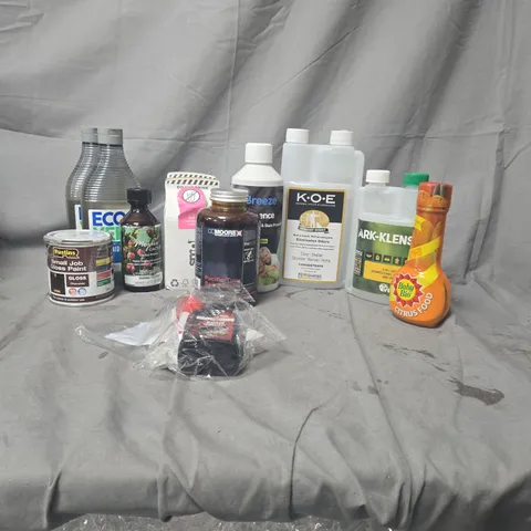 APPROXIMATELY 25 ASSORTED CLEANING PRODUCTS AND HOUSEHOLD LIQUIDS – MIXED BOTTLES
