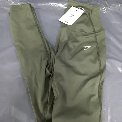GYMSHARK EVERYDAY CONTOUT LEGGINGS IN CORE OLIVE - XS